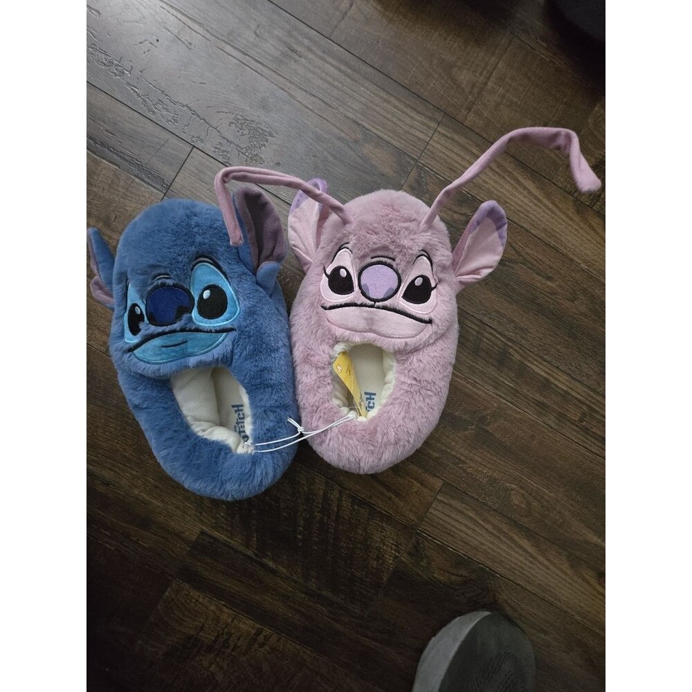 Disney Lilo & Stitch and Angel Plush Slippers Women's Size L 9/10 NWT Fuzzy